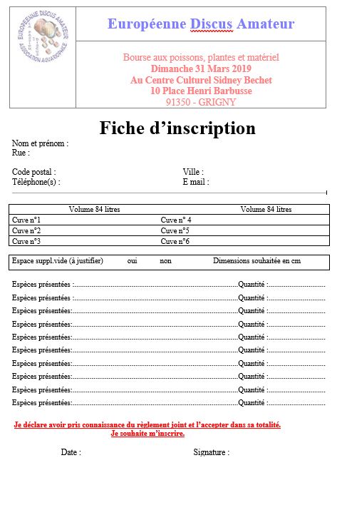 Fiche dinscription